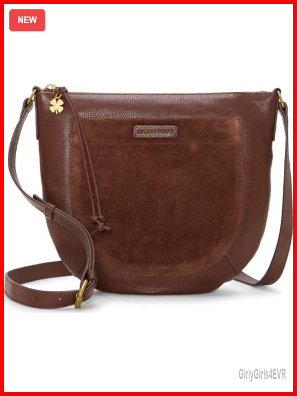 Lucky Brand Tali Leather Crossbody Saddle Bag Zip Closure